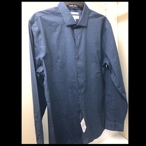 Blue and Black Slim Fit Dress Shirt - Calibrate